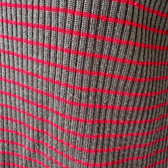 70's Sweater - Striped Pullover - Polo - Red & Brown - Size Large - Picture 4 of 8